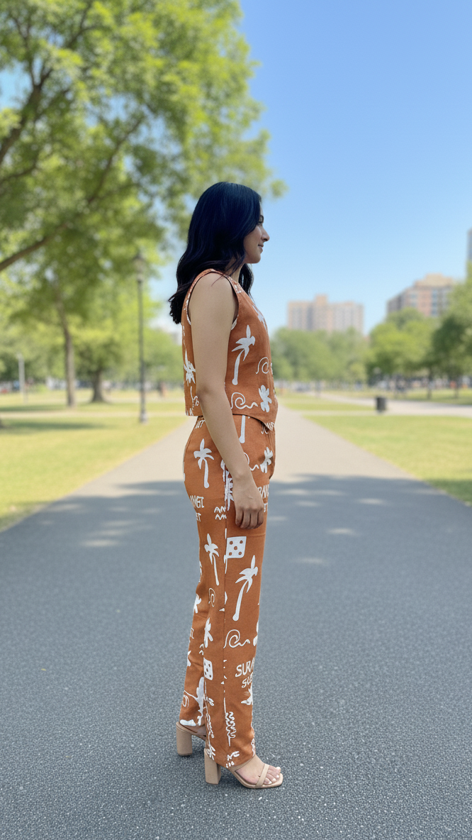 Ginger-Printed Tropical Two-Piece