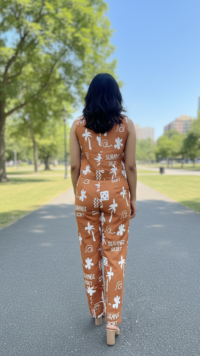 Ginger-Printed Tropical Two-Piece