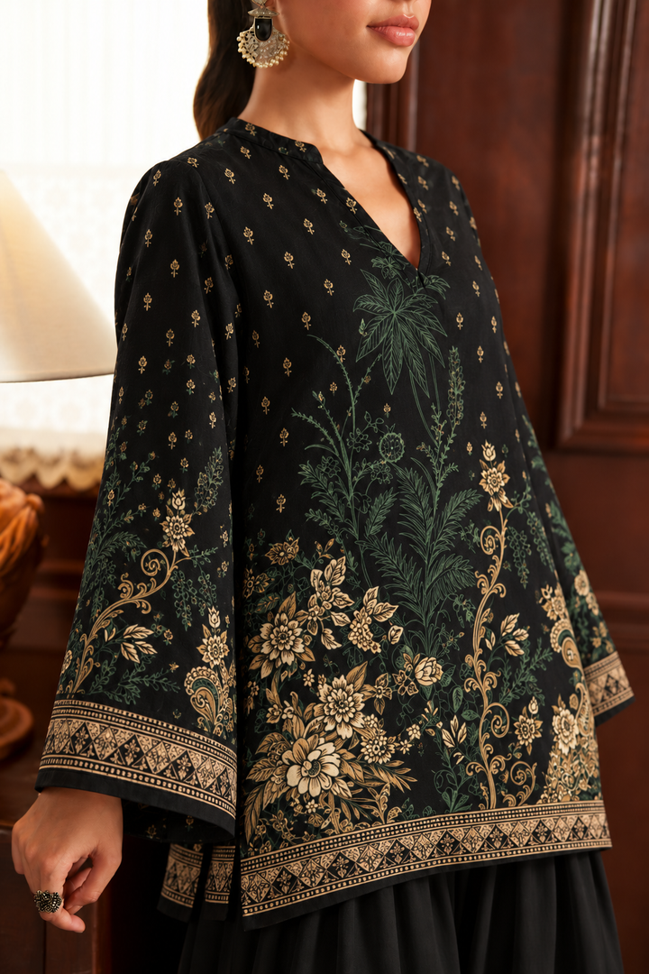 Midnight Garden Palazzo Farsi Salwar close-up view