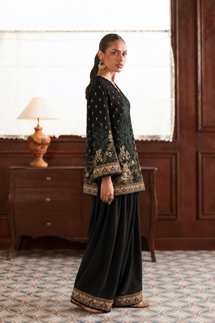 Midnight Garden Palazzo Farsi Salwar side view