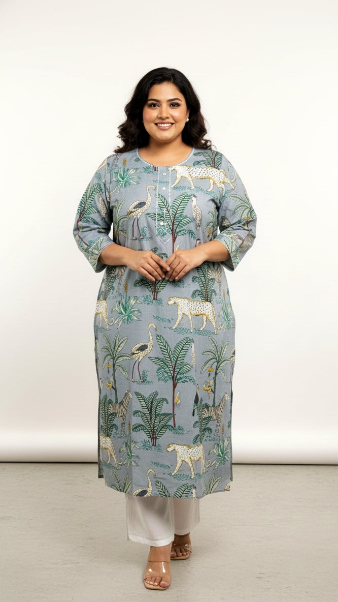 Plus Size Printed Kurta