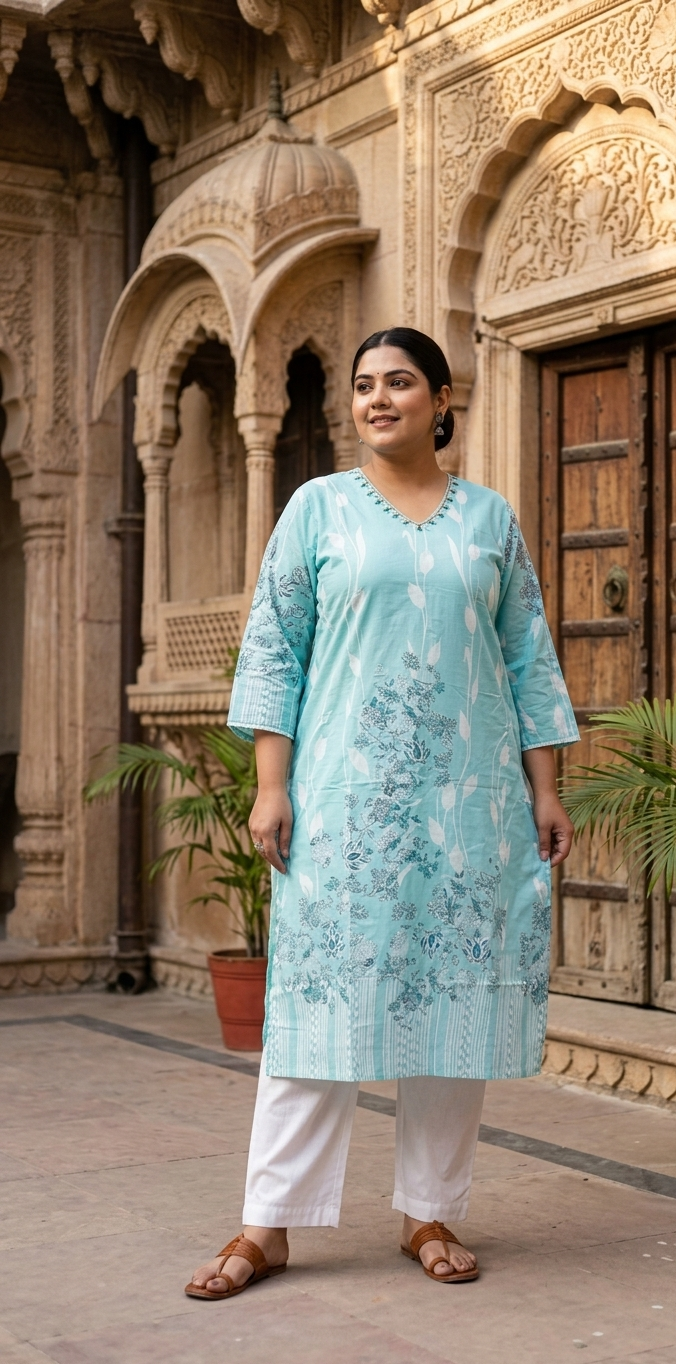 Aqua Fern  Kurti