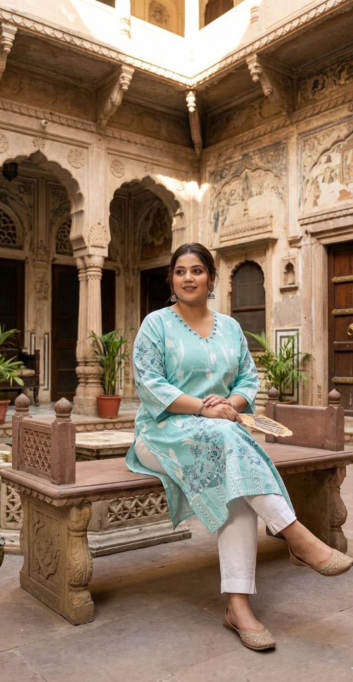 Aqua Fern  Kurti