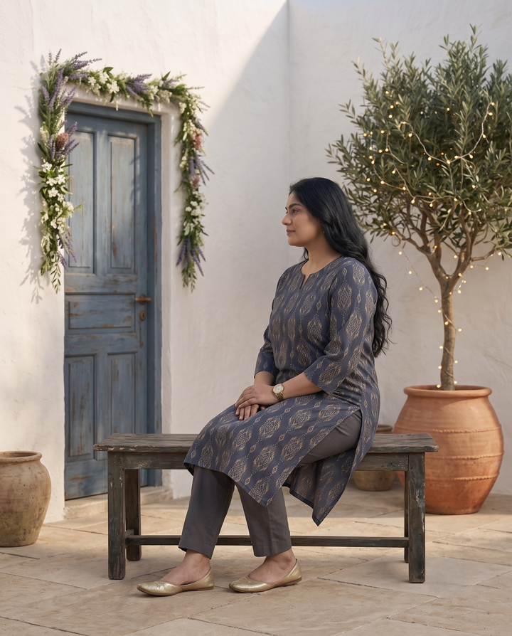 Neel Ikat Kurti