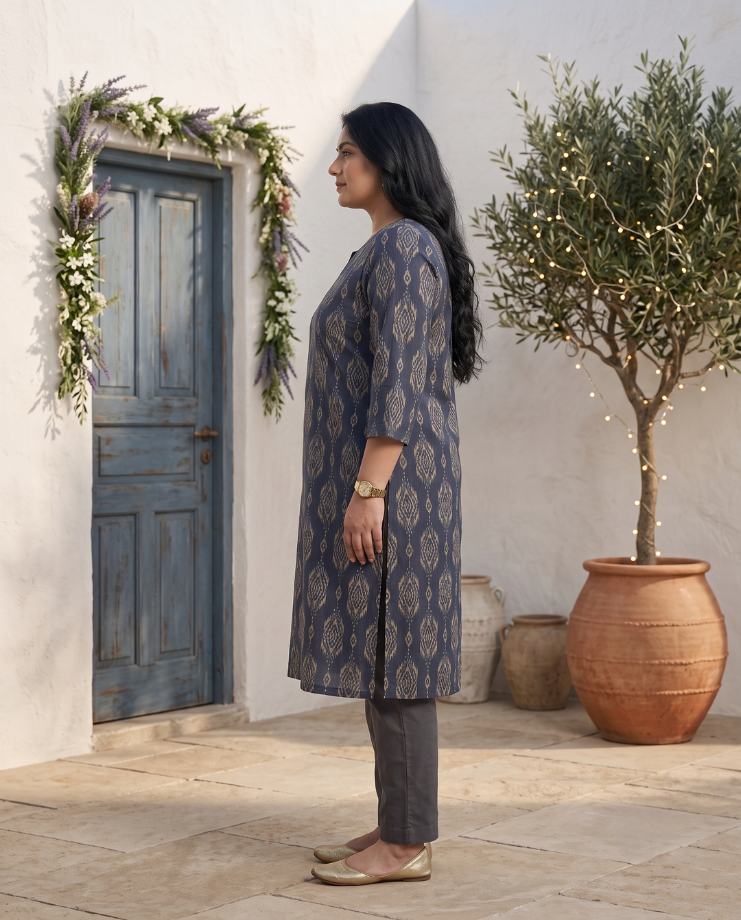 Neel Ikat Kurti