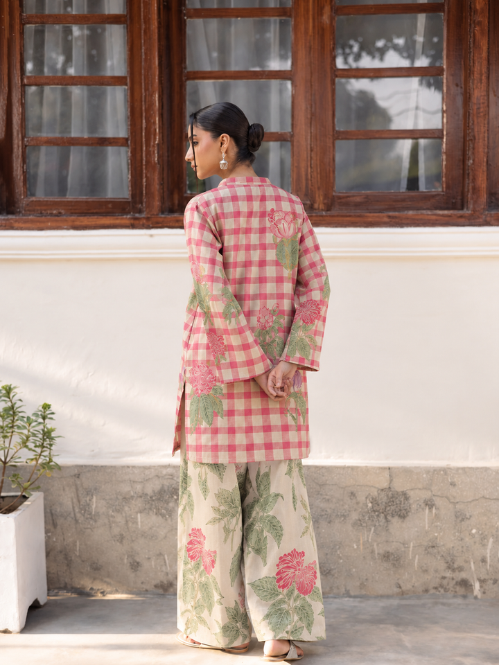Blush Garden Gingham Farsi Salwar back view