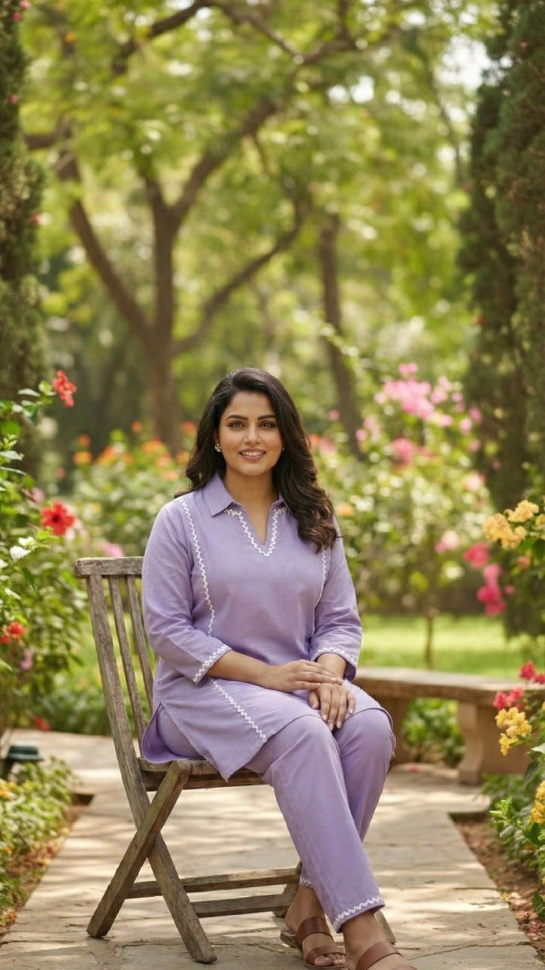 Plus Size Purple Solid Cotton Co-ord Set – Comfortable Everyday Wear for Women