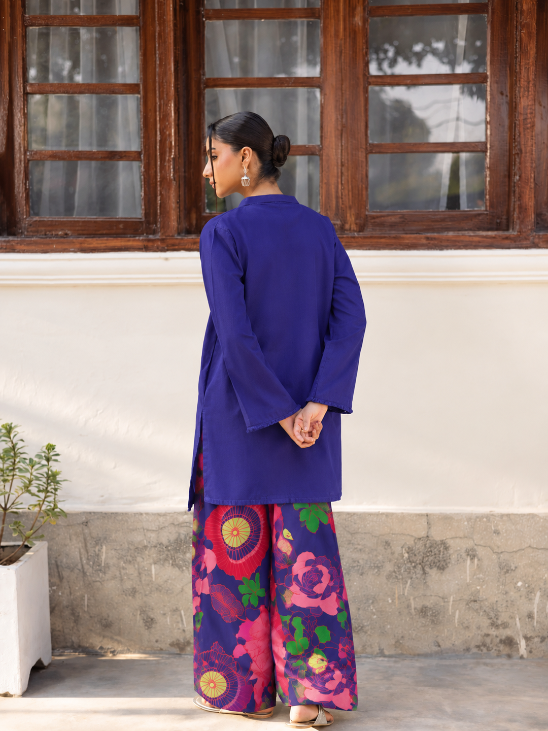 Cobalt Floral Farsi Salwar back view