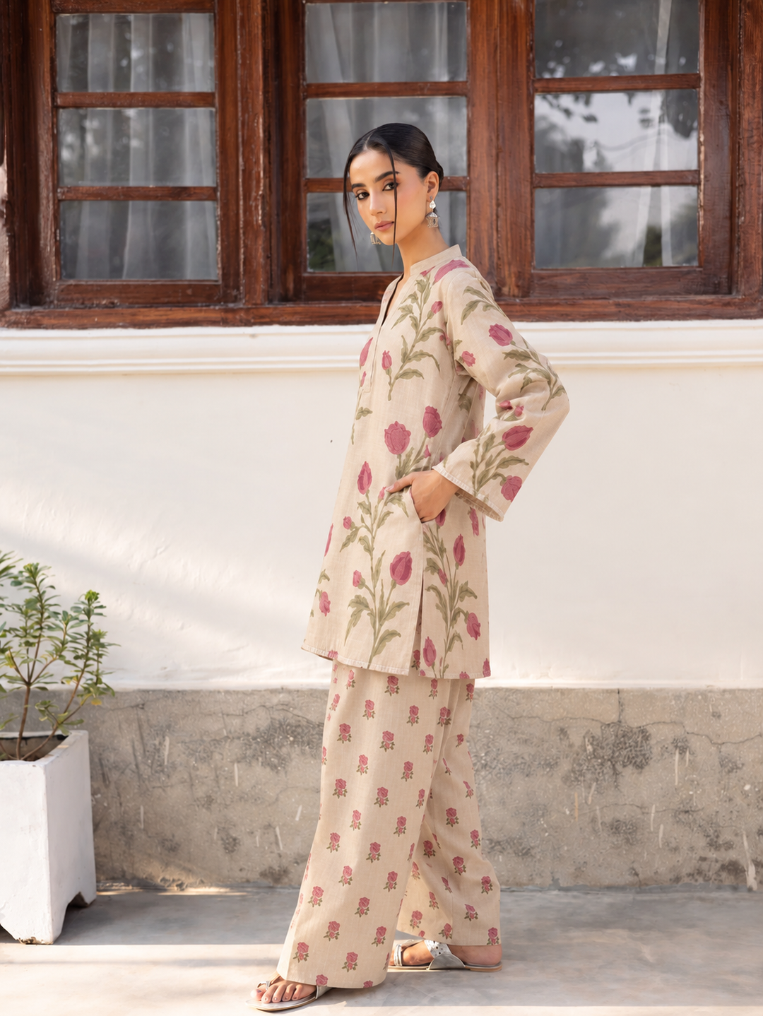 Ivory Rose Bud Farsi Salwar side view
