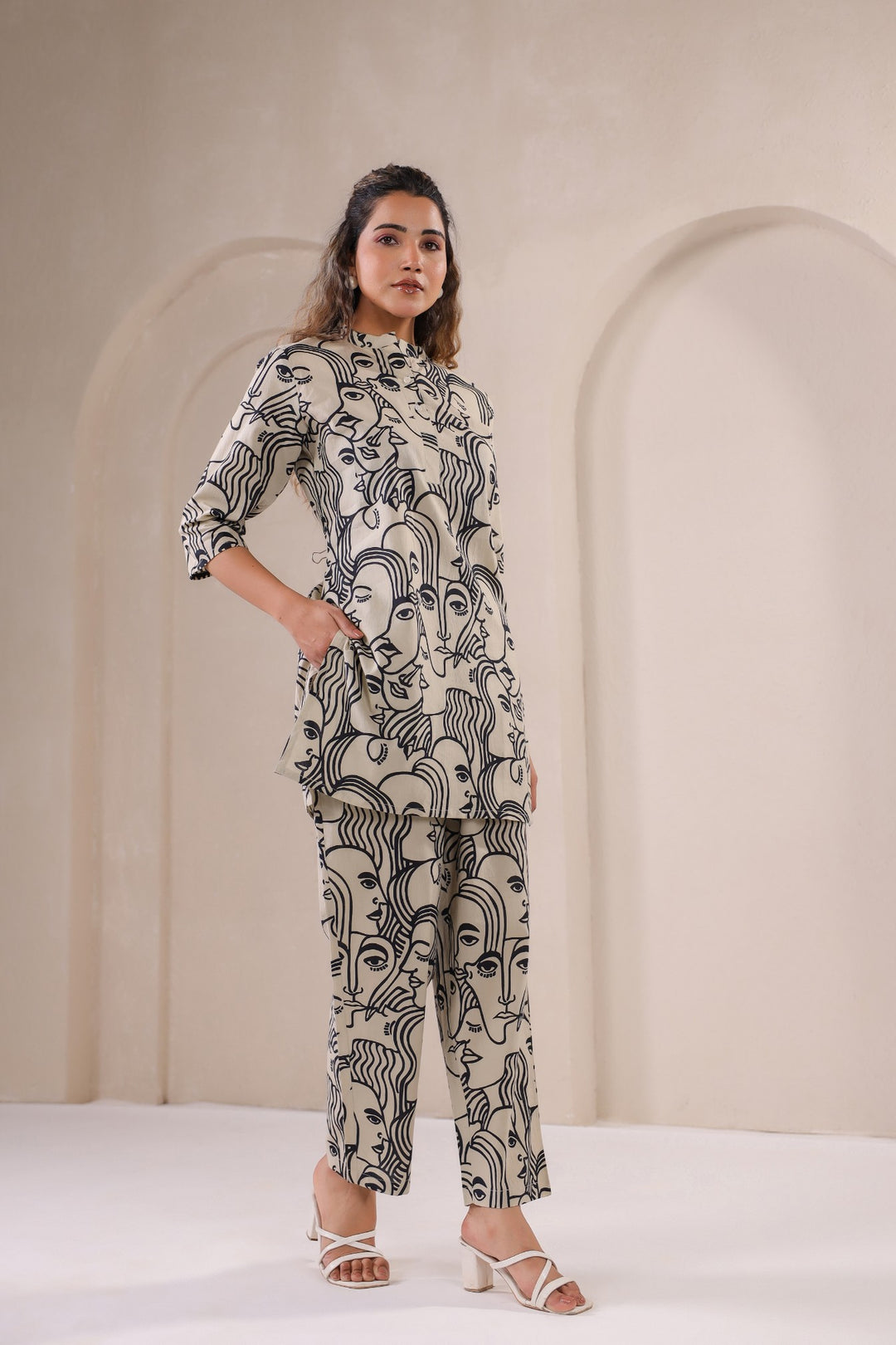 Monochrome Muse – Artistic Abstract Print Co-ord Set