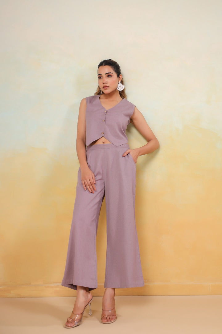 Serene Elegance – Mauve Cotton Co-Ord Set