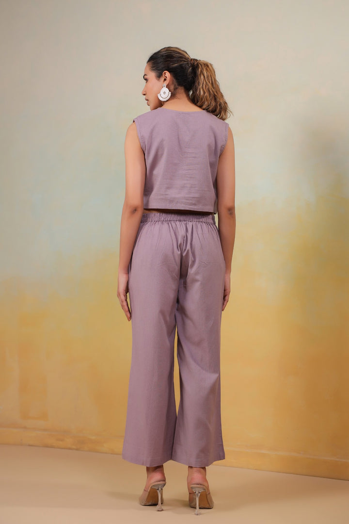 Serene Elegance – Mauve Cotton Co-Ord Set