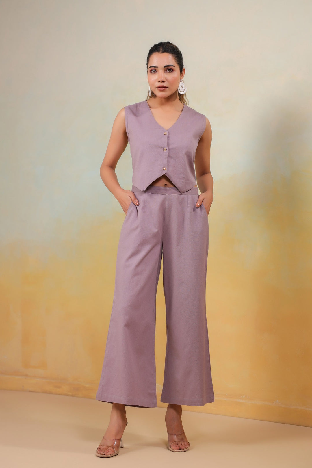 Serene Elegance – Mauve Cotton Co-Ord Set