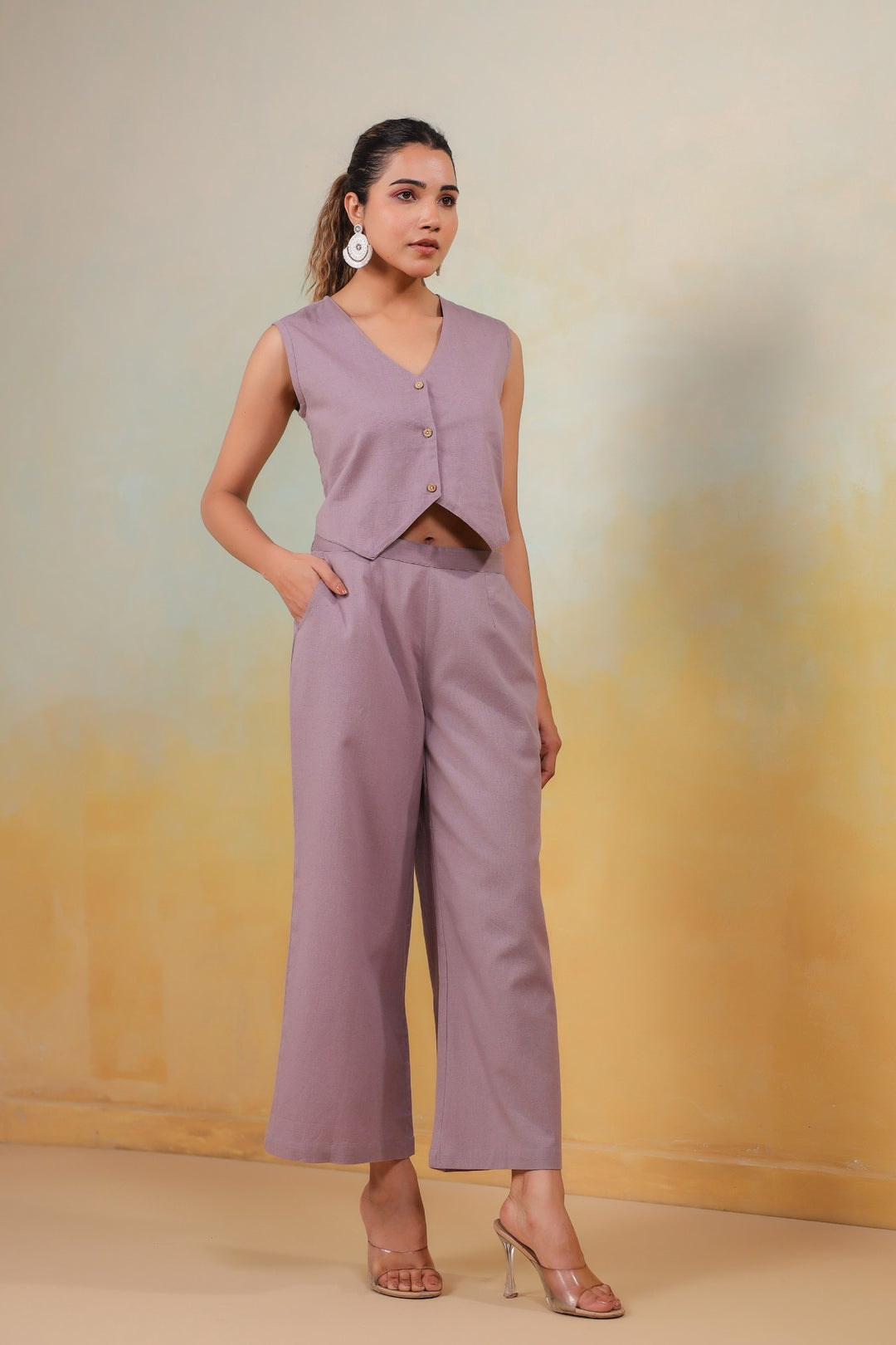 Serene Elegance – Mauve Cotton Co-Ord Set