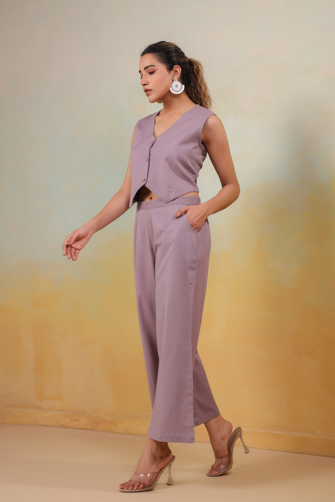 Serene Elegance – Mauve Cotton Co-Ord Set