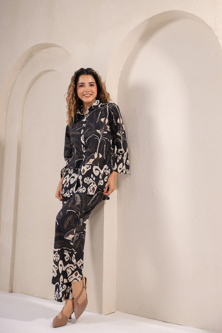 Midnight Muse – Black Abstract Print Co-Ord Set