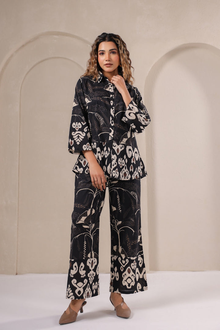 Midnight Muse – Black Abstract Print Co-Ord Set