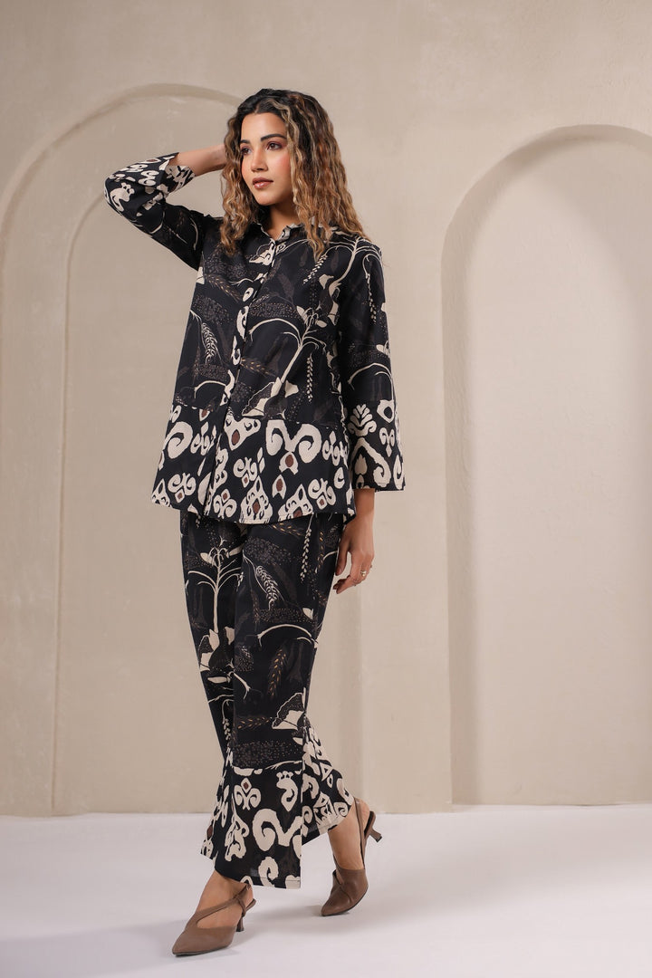 Midnight Muse – Black Abstract Print Co-Ord Set