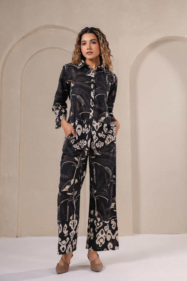 Midnight Muse – Black Abstract Print Co-Ord Set