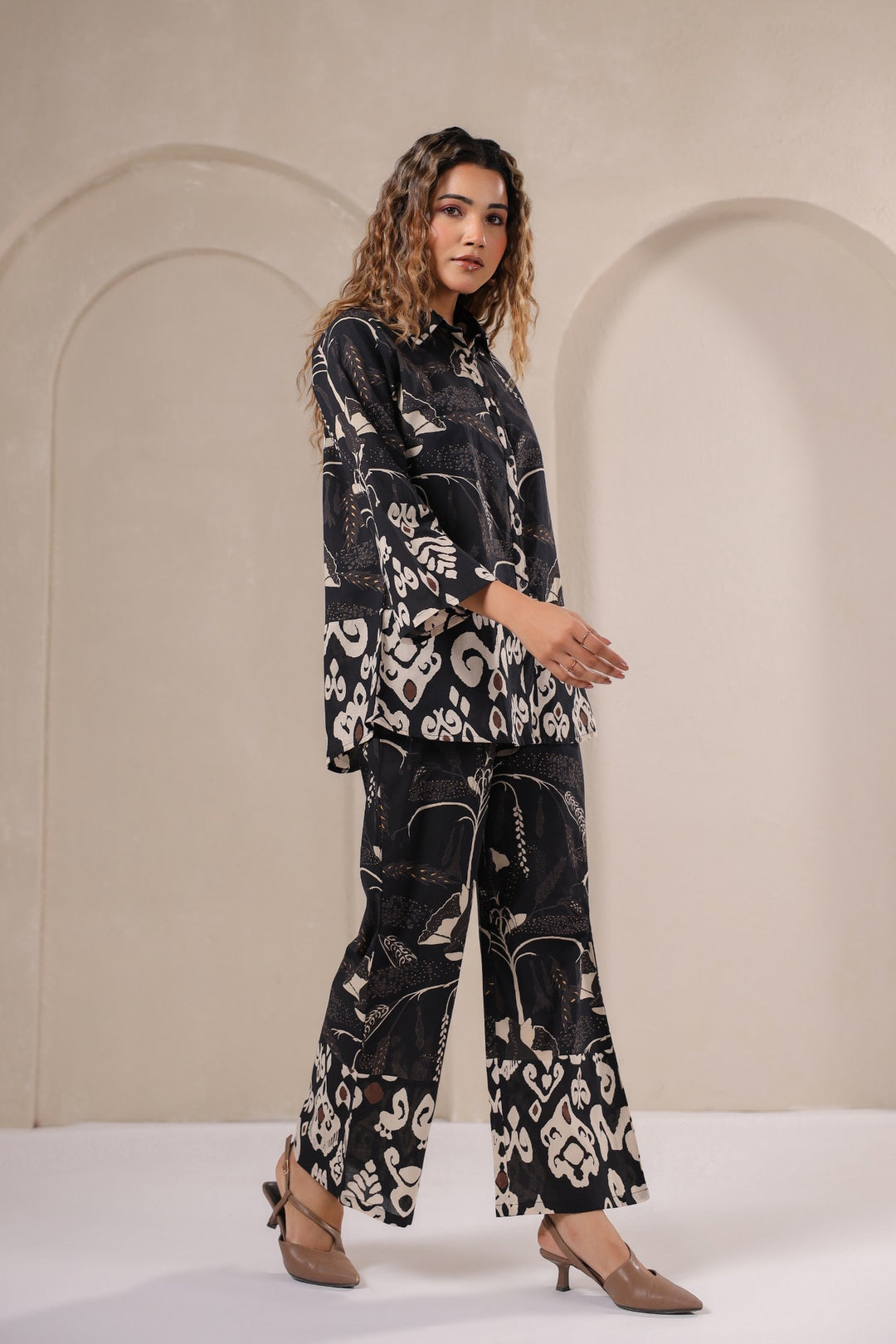 Midnight Muse – Black Abstract Print Co-Ord Set