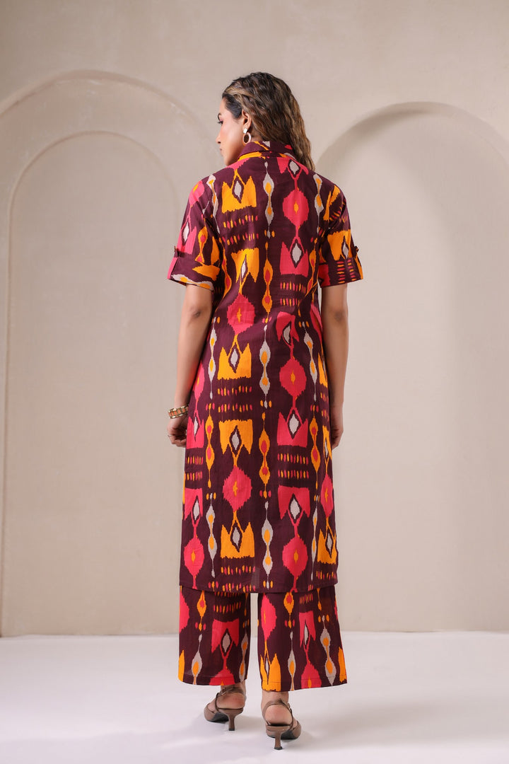 Vibrant Ikat Elegance – Printed Kurta & Pant Co-Ord Set