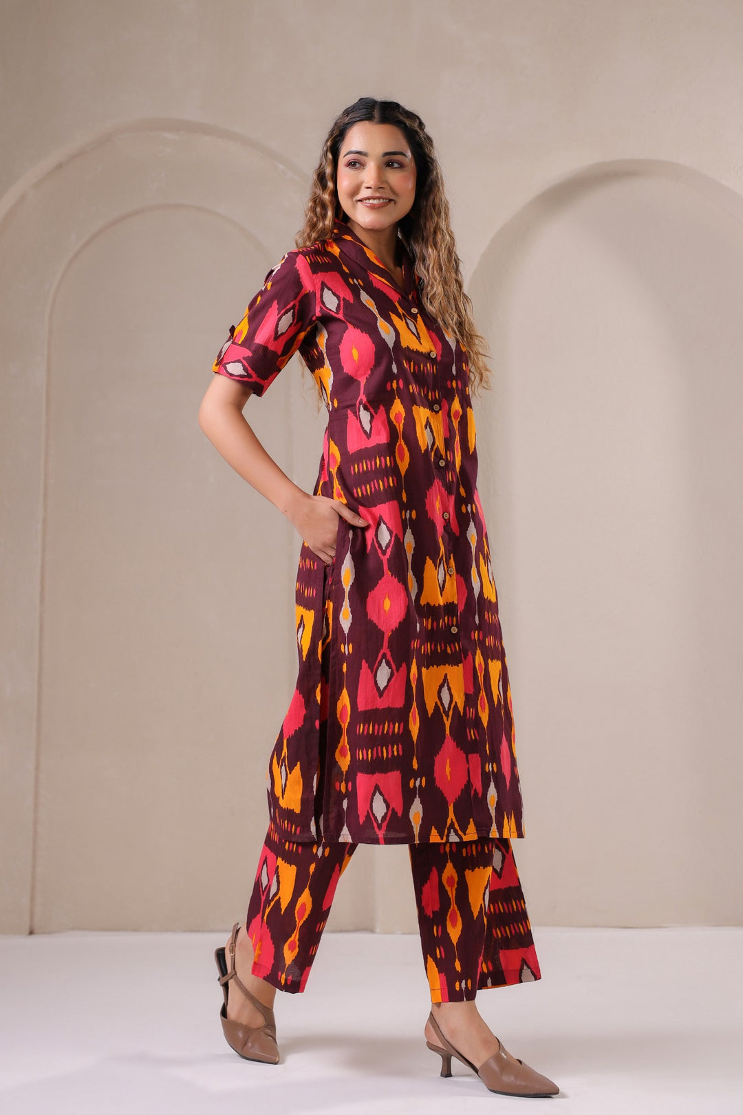 Vibrant Ikat Elegance – Printed Kurta & Pant Co-Ord Set