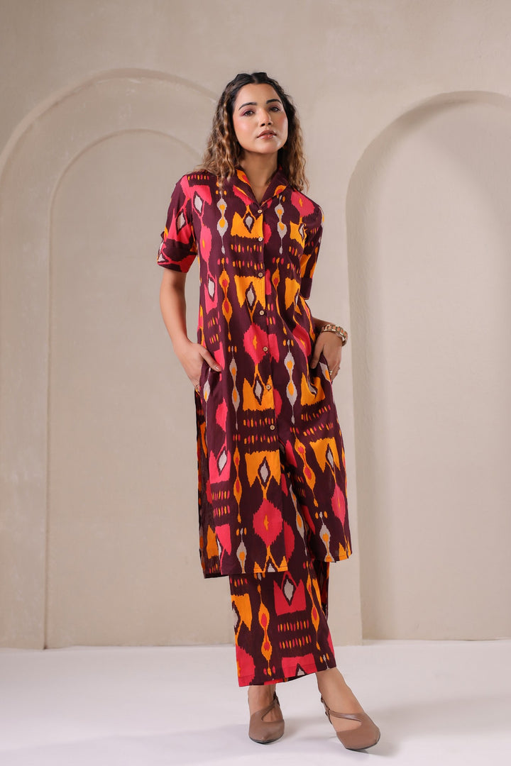 Vibrant Ikat Elegance – Printed Kurta & Pant Co-Ord Set