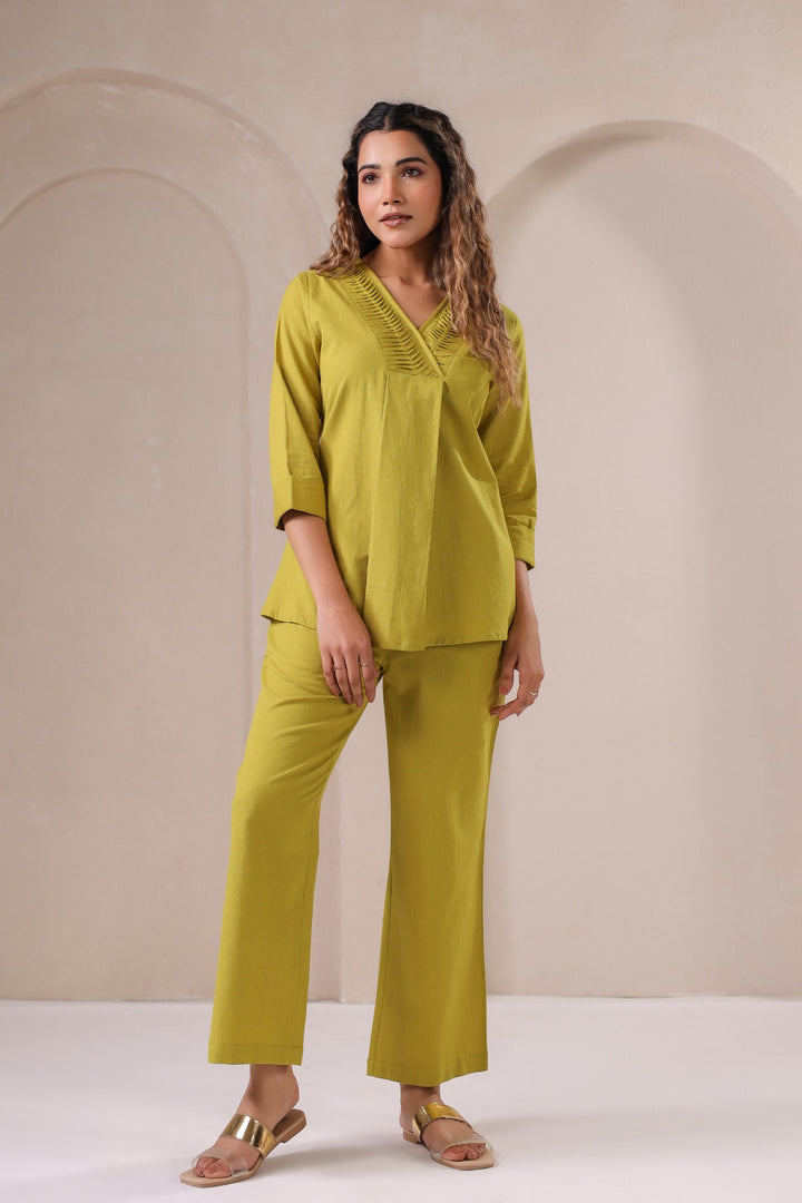 Luxe Olive Serenity – Chic Cotton Co-Ord Set