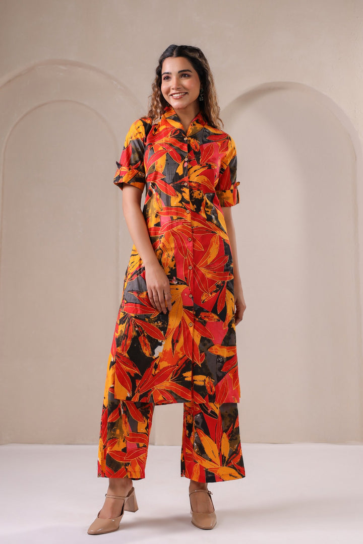 Ember Bloom – Fiery Printed Co-Ord Set