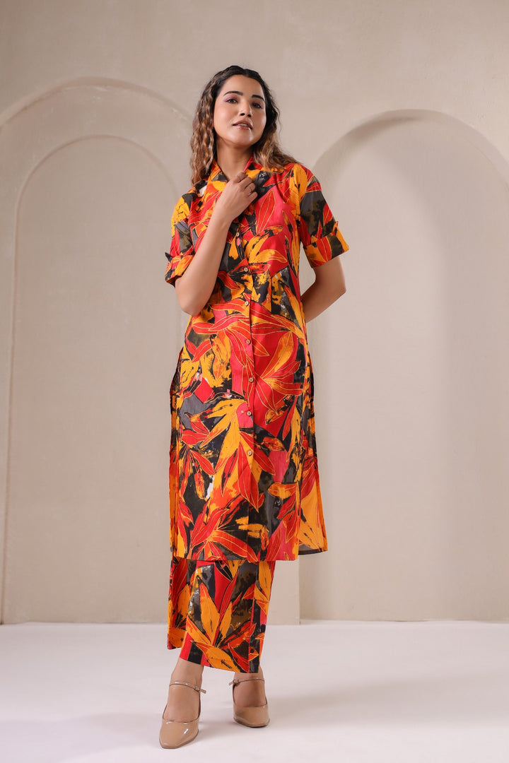 Ember Bloom – Fiery Printed Co-Ord Set