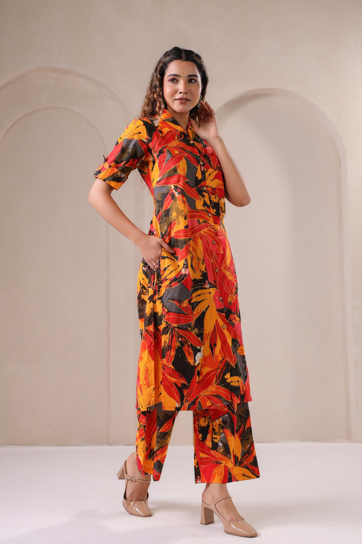 Ember Bloom – Fiery Printed Co-Ord Set