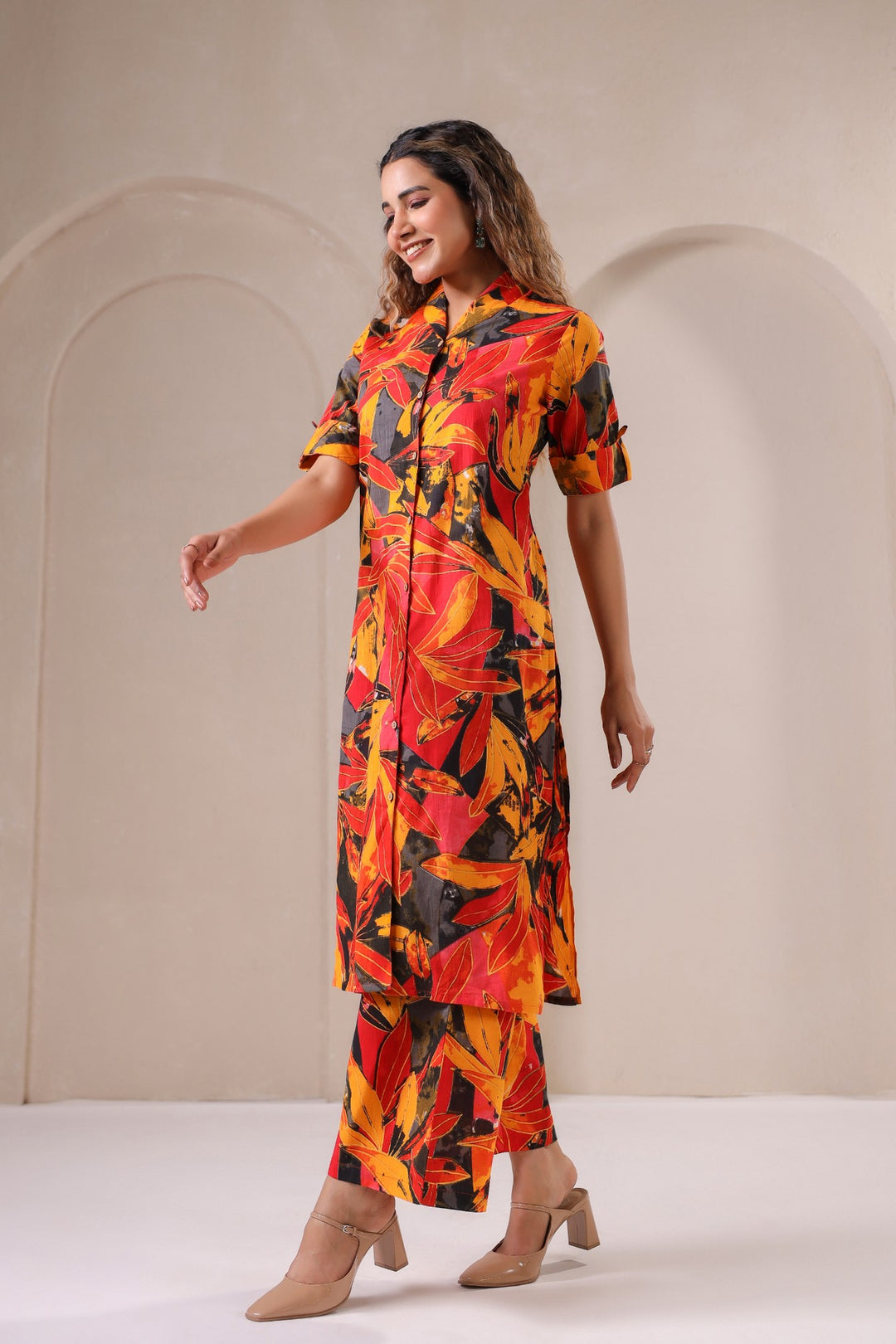 Ember Bloom – Fiery Printed Co-Ord Set