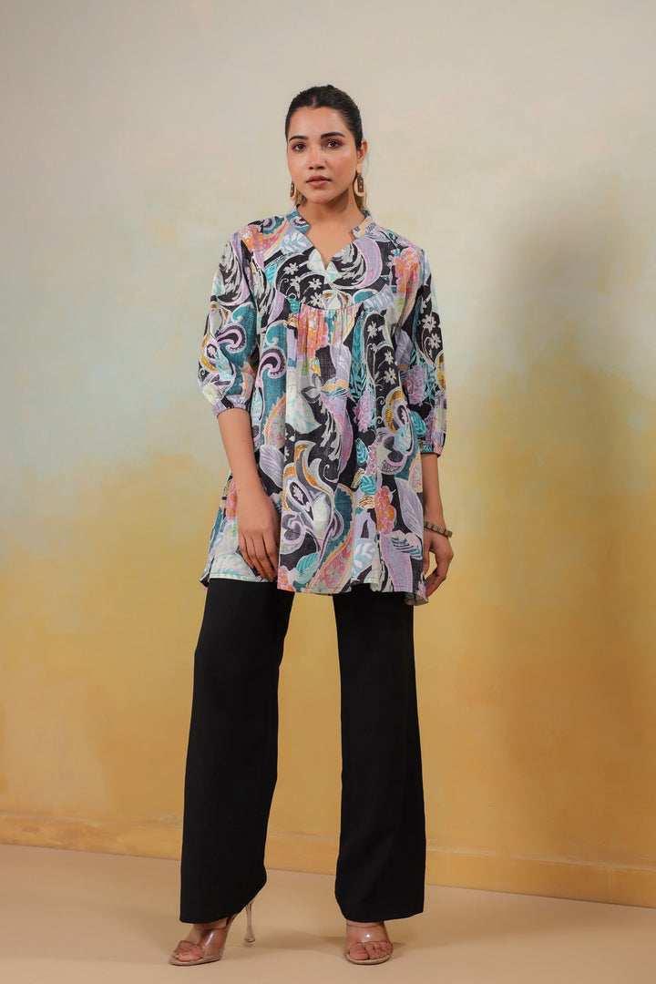 Enchanted Bloom – Artisanal Printed Tunic