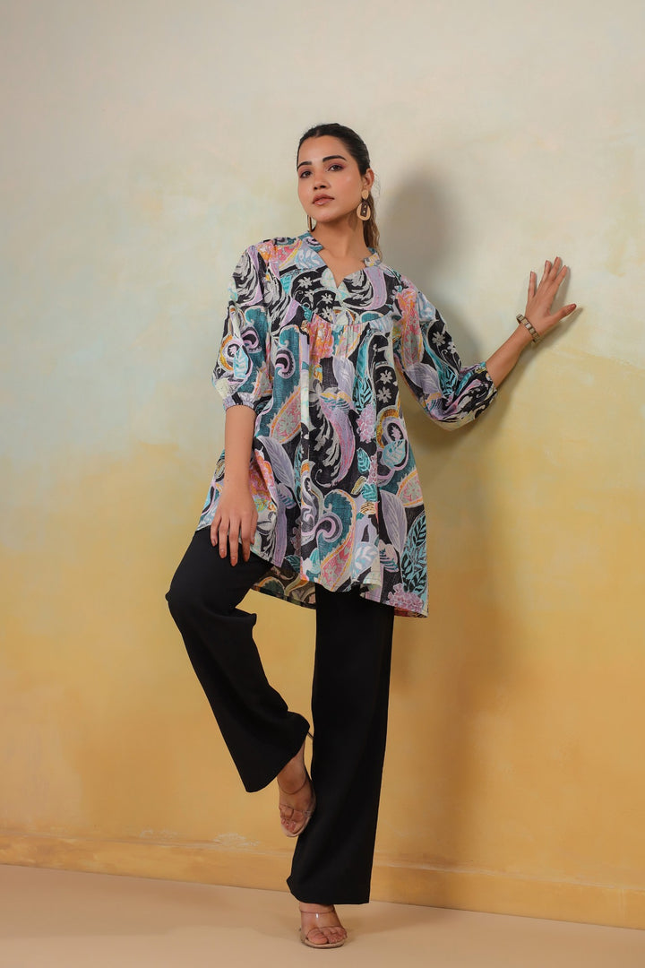 Enchanted Bloom – Artisanal Printed Tunic