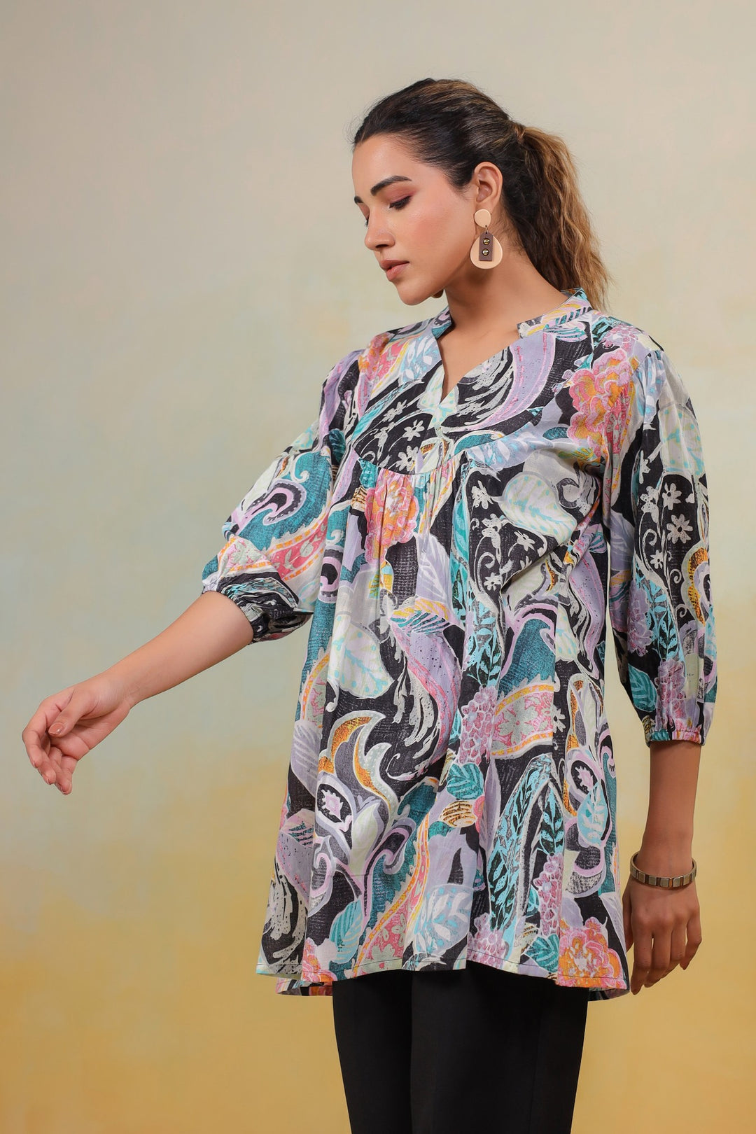 Enchanted Bloom – Artisanal Printed Tunic