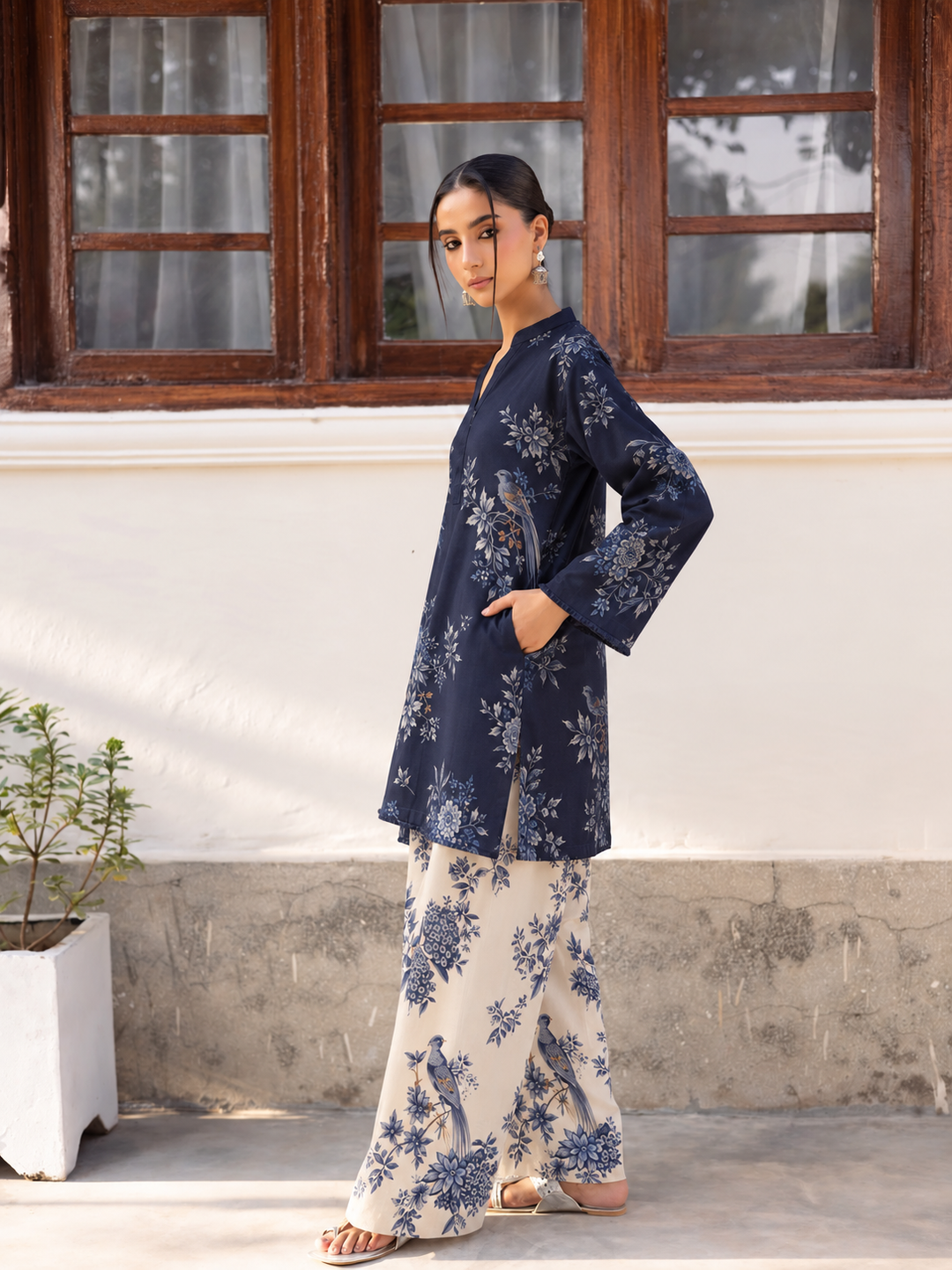 Midnight Botanical Farsi Salwar side view