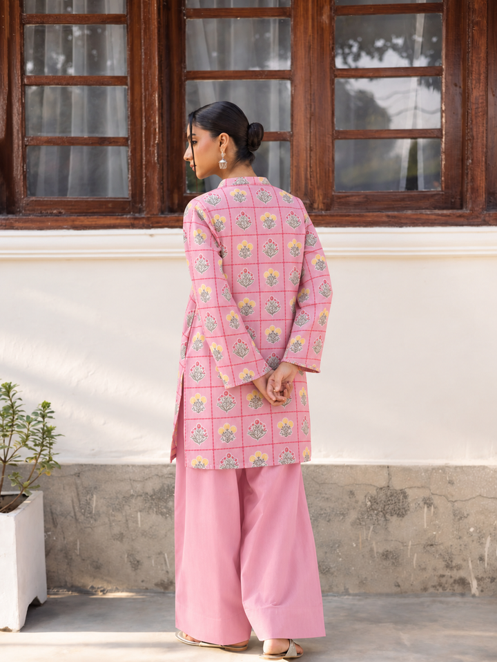 Pink Floral Medallion Farsi Salwar back view