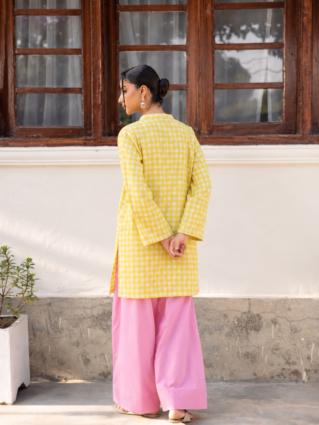 Sunshine Gingham Farsi Salwar back view