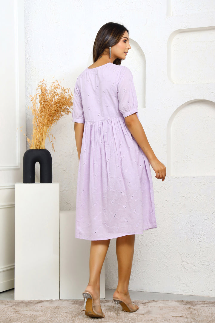 Purple Dobby Cotton Dress