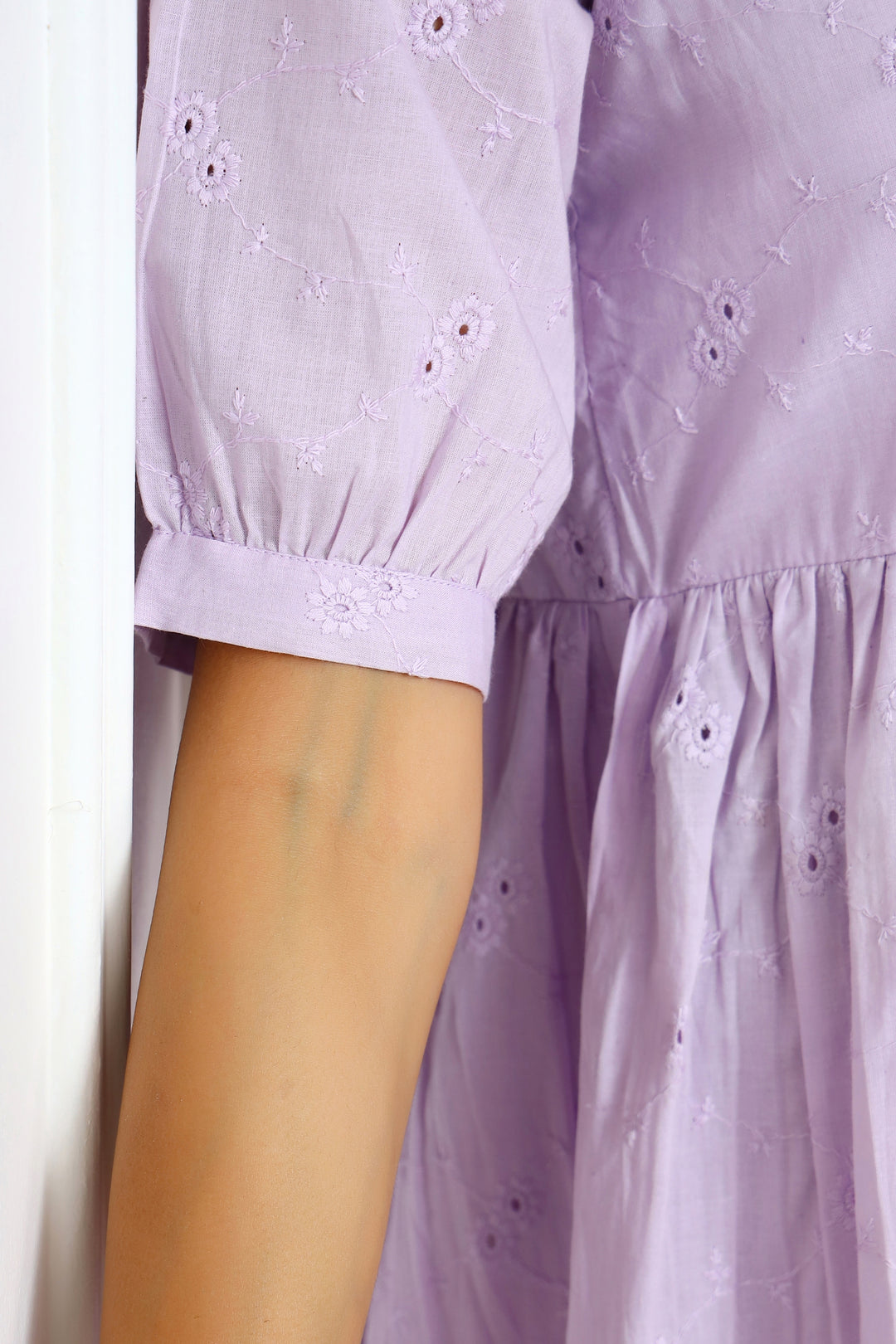 Purple Dobby Cotton Dress