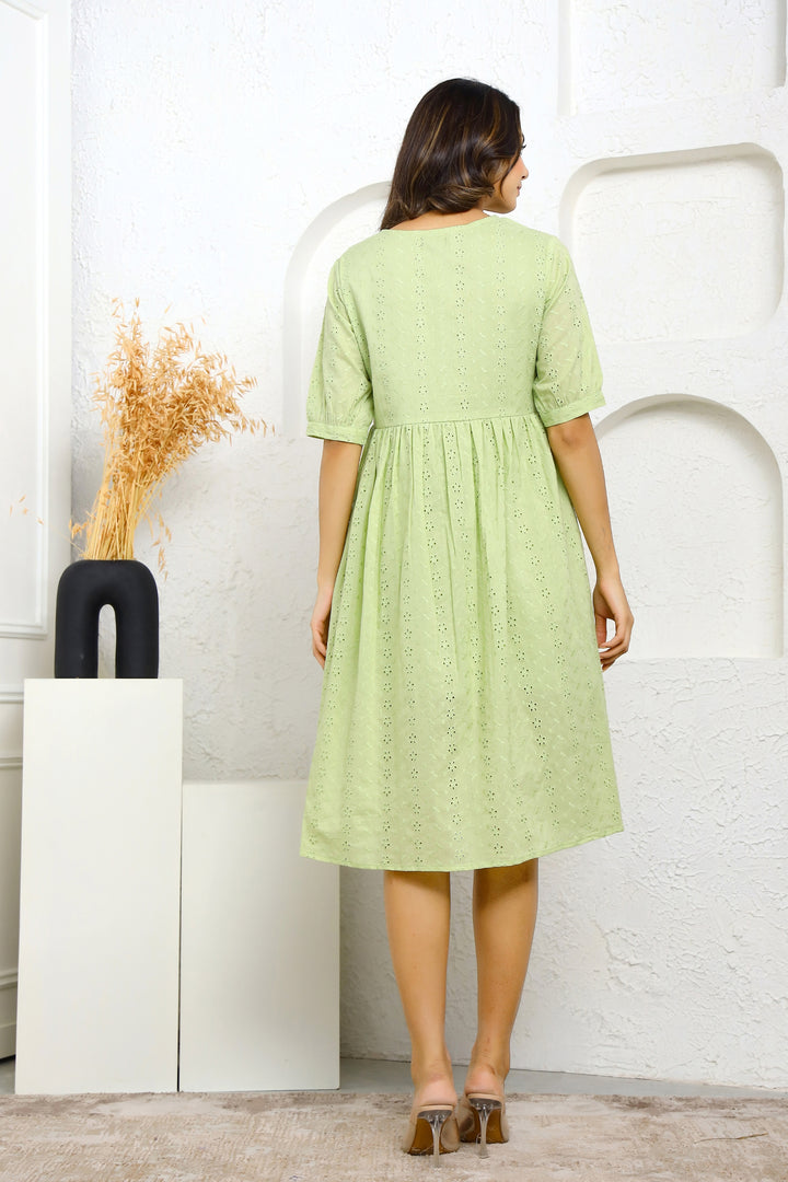Green Dobby Cotton Dress