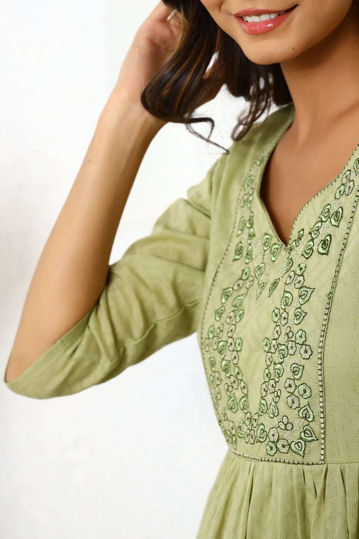 Stylish Cotton Embroidered Tunic Dress