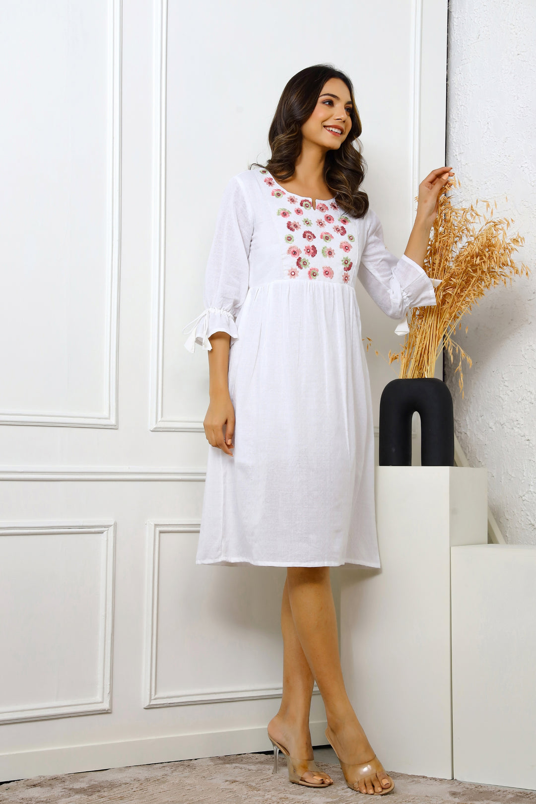 Stylish Cotton Embroidered Tunic Dress